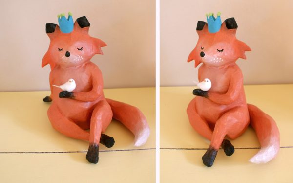 Un renard en papier mâché